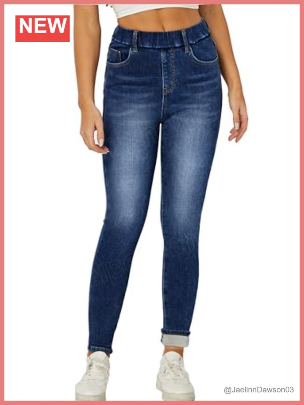 Fleece Lined Thermal Elastic Waist Skinny High Rise Jeans
